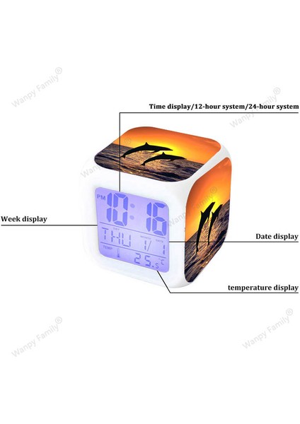 USB Kablosu Ücretsiz Özel 7 Renk Değiştiren LED Dijital Alarmlı Saat Saat Erkek Girlr Hediyeler Taşınabilir Masa Saati Termometre ile Ruh Hali Işığı (Yurt Dışından)