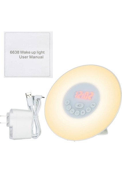 Us Plug Uyandırma Işığı Çalar Saat Gün Doğumu/gün Batımı Simülasyonu Dijital Saat Dokunmatik Kontrol Masa Saati Fm Radyo Erteleme Fonksiyonu ile (Yurt Dışından)