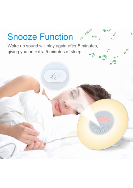 Us Plug Uyandırma Işığı Çalar Saat Gün Doğumu/gün Batımı Simülasyonu Dijital Saat Dokunmatik Kontrol Masa Saati Fm Radyo Erteleme Fonksiyonu ile (Yurt Dışından) fiyatları