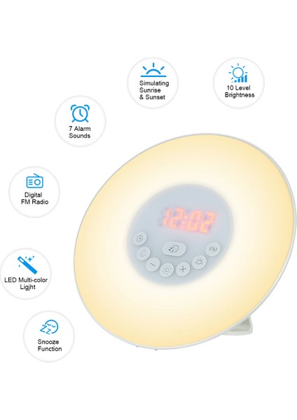 Us Plug Uyandırma Işığı Çalar Saat Gün Doğumu/gün Batımı Simülasyonu Dijital Saat Dokunmatik Kontrol Masa Saati Fm Radyo Erteleme Fonksiyonu ile (Yurt Dışından) fırsatları