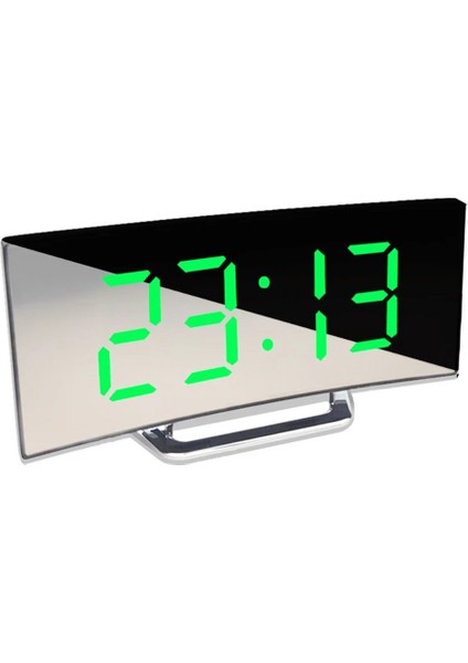 Yeşil LED Dijital Çalar Saat Masa Saati Kavisli Ekran Çalar Saatler Çocuk Odası Sıcaklık Erteleme Fonksiyonu Ev Dekor Saati (Yurt Dışından)
