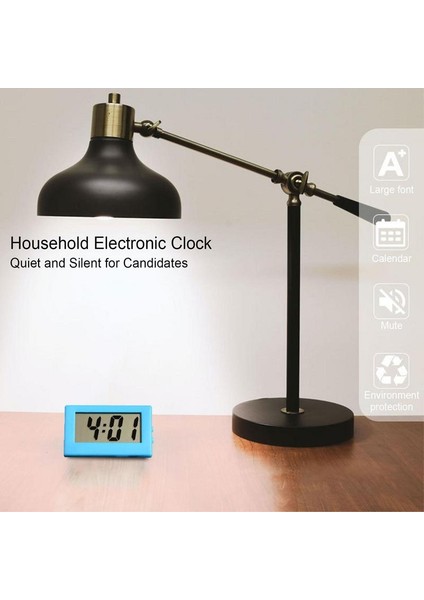 Beyaz Dijital Saat No Tick Elektrikli Alarm Masa Saati LCD Küçük Pille Çalışan Dijital Saat Ofis Masası Için Düğme Pil ile (Yurt Dışından)