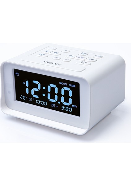 White Us Çalar Saatli Radyo, USB Şarj Portlu, Parlaklık Kısıcılı Elektrikli Saat, Ayarlanabilir Alarm Sesi, Fm Kapanma Zamanlayıcısı, Hoparlör (Yurt Dışından)