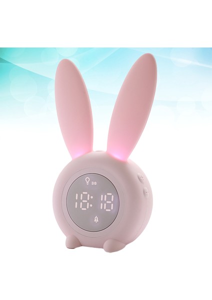Pembe Plastik Çalar Saat Küçük Masaüstü Saat Tavşan Kulak Tarzı LED Gece Lambası Çalar Saat Manyetik Asılı Saat USB ile (Yurt Dışından)