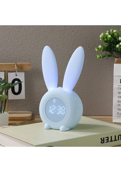 Pembe Plastik Çalar Saat Küçük Masaüstü Saat Tavşan Kulak Tarzı LED Gece Lambası Çalar Saat Manyetik Asılı Saat USB ile (Yurt Dışından) modelleri