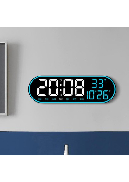 Yeşil 15 Inç Büyük LED Ekranlı Çalar Saat 12/24 Saat Ekran 5 Ayarlanabilir Parlaklık Duvar Saati Ev Çiftlik Evi Ofis Için (Yurt Dışından)