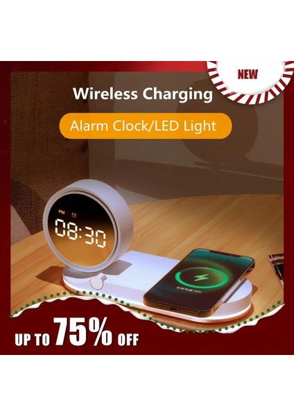 Beyaz Çok Işlevli Kablosuz Şarj Pedi Standı Saat LED Masa Lambası Gece Lambası USB Bağlantı Noktası Hızlı Şarj Istasyonu Iphone Samsung Için Dock (Yurt Dışından) fırsatları