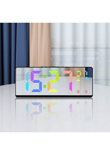 Kırmızı Ses Kontrolü Dijital Alarmlı Saat Saat Sıcaklık Çift Alarm Erteleme Masaüstü Masa Saati Gece Modu 12/24 H LED Saat Izle (Yurt Dışından)