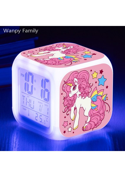 Altın 7 Renk Değişen Karikatür Unicorn Çalar Saat Çocuk Bebek Odası Dokunmatik Algılama LED Masa Saatleri Çocuk Doğum Günü Hediyeleri Için (Yurt Dışından)