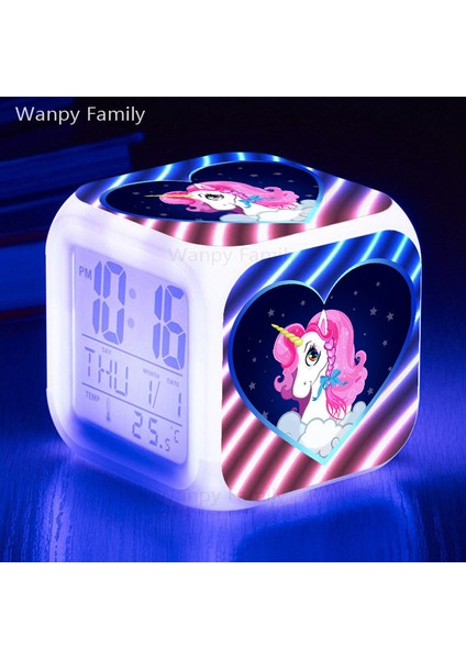 Turuncu Unicorn Çalar Saat LED Büyük Ekran Dijital Saat Çocuklara Hediye Masaüstü 7 Renk Parlayan Çok Fonksiyonlu Çalar Saat (Yurt Dışından) indirimleri