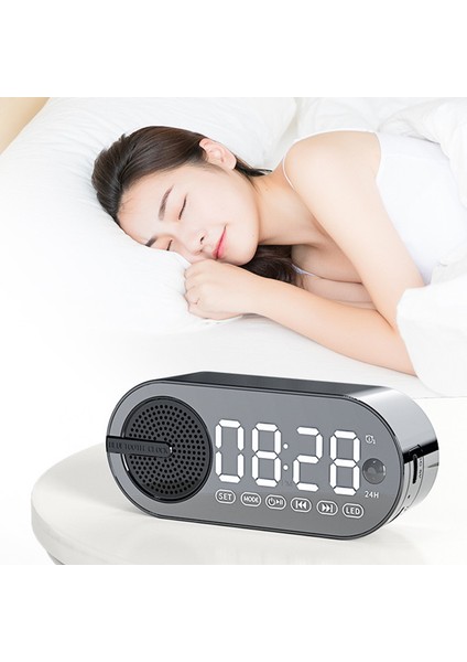 Beyaz Masa Çalar Saati Bluetooth Hoparlör Fm Radyo Ses Kutusu Masaüstü Çalar Saat Subwoofer Müzik Çalar Tf Kart Bas Hoparlör Boombox (Yurt Dışından) modelleri