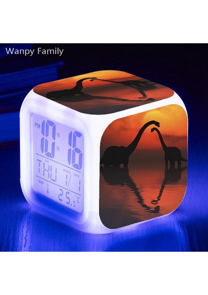 Gökyüzü Mavi Dinozor LED Dijital Alarmlı Saat Saat Erkek Kız Doğum Günü Hediyeleri Öğrenciler Yatak Odası Termometre Takvimler ile Taşınabilir Masa Saati (Yurt Dışından)