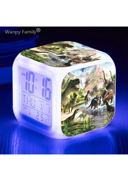 Gökyüzü Mavi Dinozor LED Dijital Alarmlı Saat Saat Erkek Kız Doğum Günü Hediyeleri Öğrenciler Yatak Odası Termometre Takvimler ile Taşınabilir Masa Saati (Yurt Dışından) indirimleri