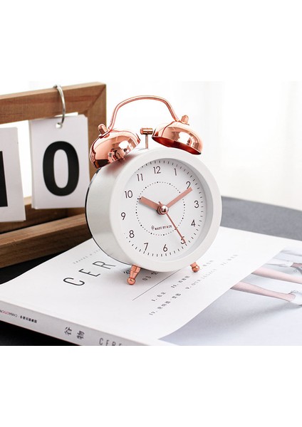 C Basit Metal Işık Lüks Çan Gül Altın Yaratıcı Dilsiz Başucu Kız Öğrenci Japon Kore Çalar Saat Masa Saati (Yurt Dışından) indirimleri