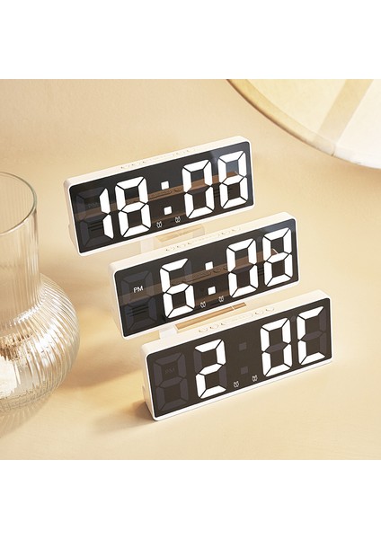 05 Ses Kontrolü Dijital Çalar Saat Sıcaklık Erteleme Gece Modu LED Saatler Saat Masaüstü Masa Saati 12/24H Rahatsız Etme Önleme Işlevi (Yurt Dışından)