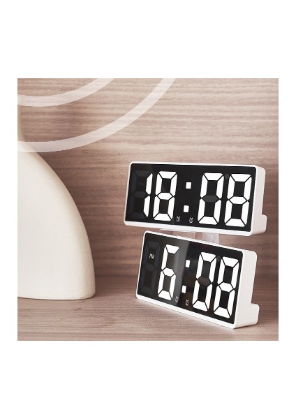 05 Ses Kontrolü Dijital Çalar Saat Sıcaklık Erteleme Gece Modu LED Saatler Saat Masaüstü Masa Saati 12/24H Rahatsız Etme Önleme Işlevi (Yurt Dışından)