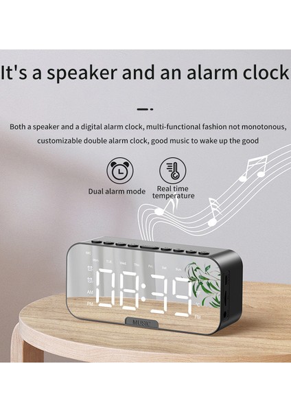 Büyük Aynalı Ekranlı Pembe LED Dijital Çalar Saat Ofis Başucu Masa Saatleri Bluetooth Hoparlör Fm Radyo Telefon Tutucu Sıcaklık (Yurt Dışından) indirimleri