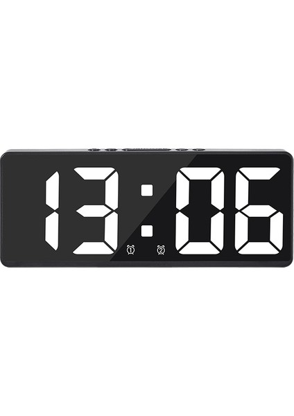 Siyah Beyaz 12/24 H Rahatsız Etmeyi Önleme Fonksiyonu LED Saatler Dijital Alarmlı Saat Saat Ses Kontrolü Teperature Erteleme Gece Modu Masaüstü Masa Saati (Yurt Dışından)