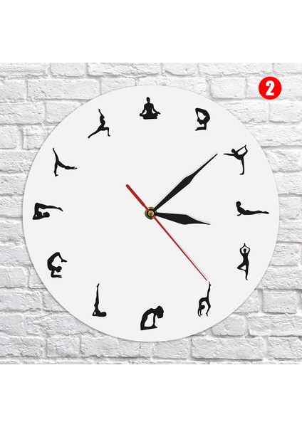 Stil 2 Yoga Duruşları Duvar Saati Spor Salonu Fitness Esnek Kız Sessiz Modern Saat Izle Ev Dekor Meditasyon Dekor Yoga Stüdyosu Relax Hediye (Yurt Dışından)