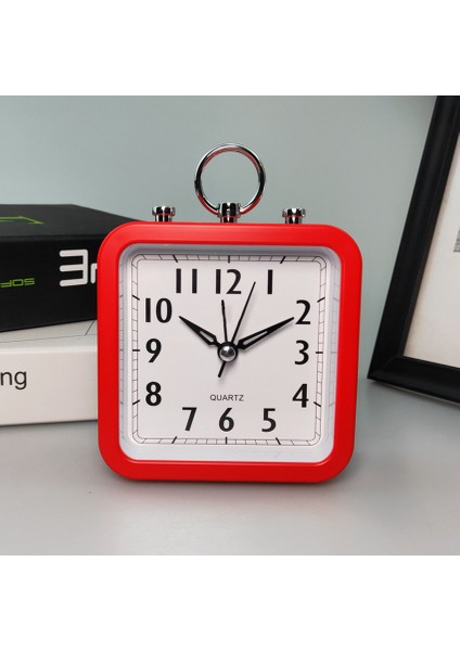 Kırmızı 10 cm Mini Analog Çalar Saat Tik Tak Etmeyen, Yumuşak Uyandırma, Pille Çalışan, Taşınabilir Çalar Saat, Ayarlaması Kolay, Yatak Odası Seyahati Için (Yurt Dışından)