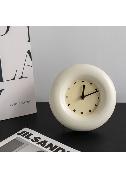 Beyaz Iskandinav Ins Stili Masaüstü Saat Dekorasyon Süsleri, Basit Modern Yatak Odası Başucu Sessiz Saat Dijital Saat Masasaat (Yurt Dışından) fiyatları