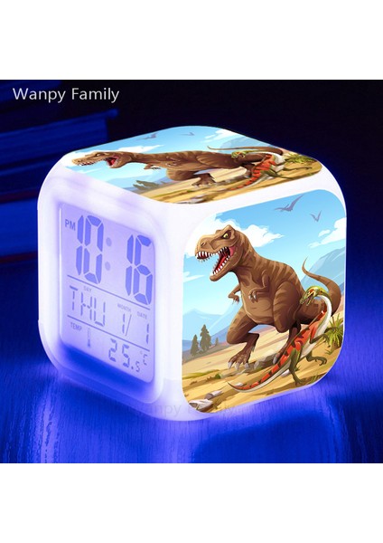 Altın Yeni Karikatür Dinozor Çalar Saat 7 Renk Değişimi Parlayan LED Dijital Saat Çocuk Odası Çok Işlevli Uyanma Masa Saati Çocuk Hediyesi (Yurt Dışından)