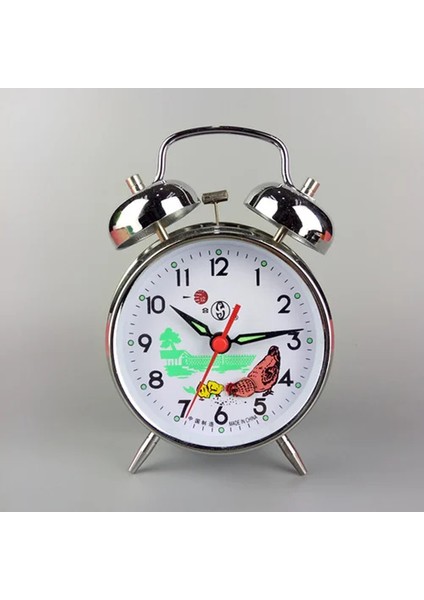 Mekanik 15X10 cm Retro Mekanik Çalar Saat Metal Altın Masa Saati Yaratıcı Yatak Odası Başucu Masaüstü Çalar Saat Saatler Tavuk Peck Pirinç Hediye (Yurt Dışından)