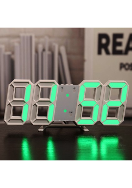Beyaz Kasa Mavi LED Dijital Masa Saati Masaüstü Duvar LED Işıklı Çalar Saat Ins Dijital Antika Stil 3D Duvar Saati Arka Aydınlatmalı Ev Dekoru (Yurt Dışından)