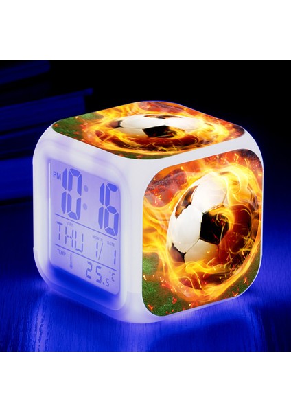 Açık Sarı Futbol 7 Renk Parlayan LED Çalar Saat Erkek Kız Hediyeler Öğrenci Odası Uyandırma Zamanlayıcısı Futbol Posteri Taşınabilir Masa Saati (Yurt Dışından)