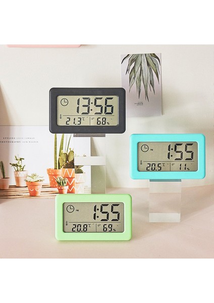 Beyaz Çalar Saat Sıcaklık LCD Termometre Higrometre Yatak Odası Pille Çalışan Duvar Saati Tarih Takvim Ofis (Yurt Dışından) fiyatları