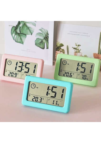 Beyaz Çalar Saat Sıcaklık LCD Termometre Higrometre Yatak Odası Pille Çalışan Duvar Saati Tarih Takvim Ofis (Yurt Dışından) modelleri