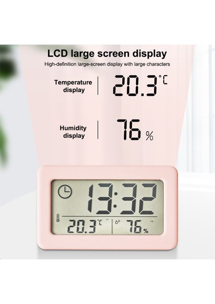 Beyaz Çalar Saat Sıcaklık LCD Termometre Higrometre Yatak Odası Pille Çalışan Duvar Saati Tarih Takvim Ofis (Yurt Dışından) indirimleri