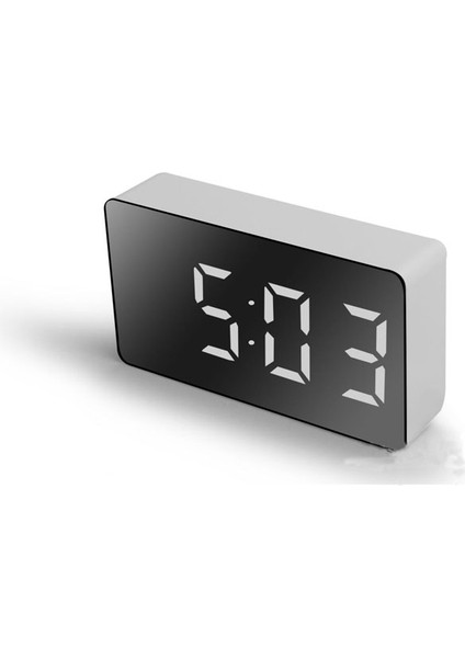 Mavi LED Çok Fonksiyonlu Aynalı Saat Dijital Alarm Erteleme Göstergesi Saat Gece LCD Işıklı Masa Masaüstü USB 5V/PIL Yok Ev Dekoru (Yurt Dışından) fiyatları