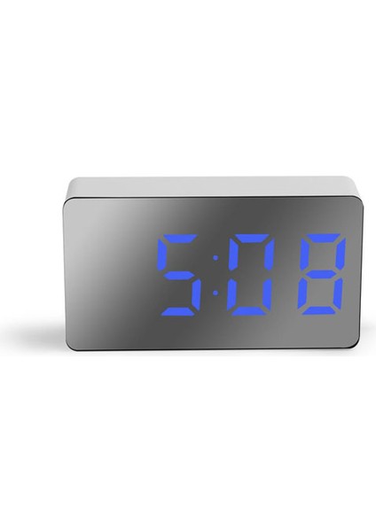 Mavi LED Çok Fonksiyonlu Aynalı Saat Dijital Alarm Erteleme Göstergesi Saat Gece LCD Işıklı Masa Masaüstü USB 5V/PIL Yok Ev Dekoru (Yurt Dışından) modelleri