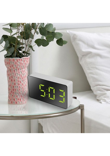 Mavi LED Çok Fonksiyonlu Aynalı Saat Dijital Alarm Erteleme Göstergesi Saat Gece LCD Işıklı Masa Masaüstü USB 5V/PIL Yok Ev Dekoru (Yurt Dışından) indirimleri