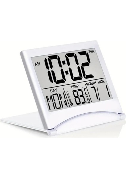 Şerit 1 Adet Mini Katlanır LCD Dijital Ekran Ince Seyahat Basit Uygun Taşıma Tarihi Sıcaklık Çok Fonksiyonlu Çalar Saat Sarkaç (Yurt Dışından)