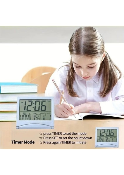 Şerit 1 Adet Mini Katlanır LCD Dijital Ekran Ince Seyahat Basit Uygun Taşıma Tarihi Sıcaklık Çok Fonksiyonlu Çalar Saat Sarkaç (Yurt Dışından) fırsatları