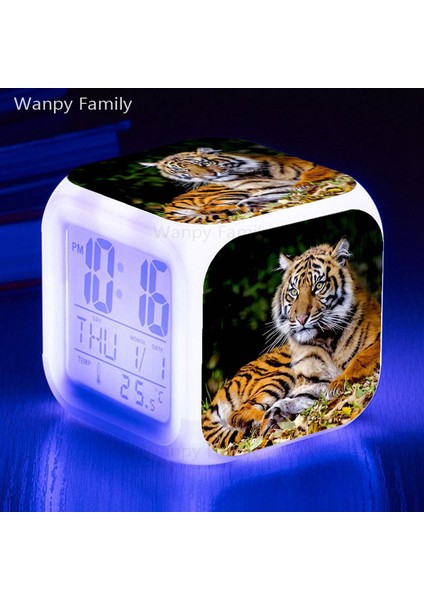 Altın 7 Renk Parlayan Kaplan LED Dijital Çalar Saat Çocuk Oyuncakları Hediyeler Yatak Odası Ev Dekoru Çok Işlevli Uyanma Zamanlayıcısı Taşınabilir Masa Saati (Yurt Dışından) indirimleri