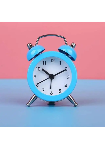 Mavi Retro Loud Çalar Saat Çift Çan Mekanik Anahtar Yara Sessiz Pointer Çalar Saat Gece Lambası Saatler Ev Dekor Duvar Saati (Yurt Dışından)