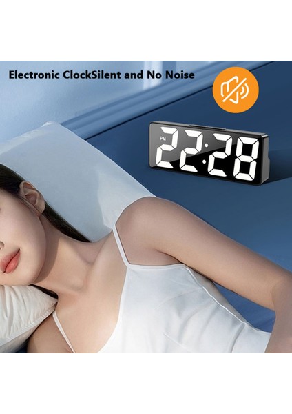 B Dijital LED Alarm Saati Aynalı USB Pil Çift Güç 2 Seviye Ayarlanabilir Parlaklık Ofis Seyahati Için Masa Saati (Yurt Dışından) modelleri