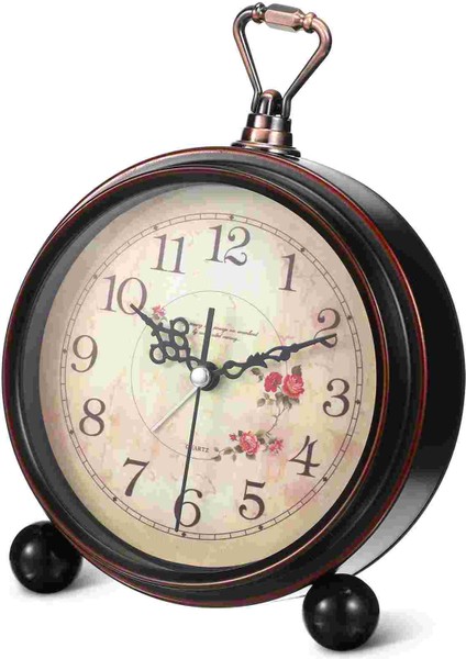 Gösterildiği Gibi Artibetter Vintage Stil Çalar Saat Sessiz Antik Retro Masa Saati Dekoratif Sessiz Tik Tak Sesi Vermeyen Klasik Retro Masa (Yurt Dışından) modelleri
