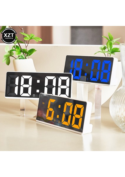 Stil 6 LED Saatler Ses Kontrolü Dijital Çalar Saat Teperature Erteleme Gece Modu Masaüstü Masa Saati Büyük Ekran Dijital Saat Izle (Yurt Dışından)