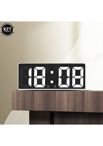 Stil 6 LED Saatler Ses Kontrolü Dijital Çalar Saat Teperature Erteleme Gece Modu Masaüstü Masa Saati Büyük Ekran Dijital Saat Izle (Yurt Dışından)