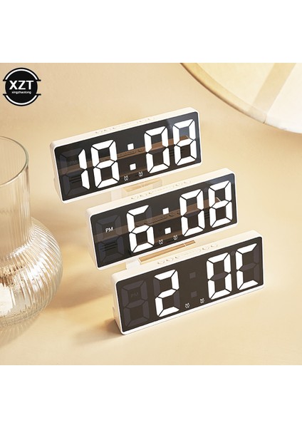 Stil 6 LED Saatler Ses Kontrolü Dijital Çalar Saat Teperature Erteleme Gece Modu Masaüstü Masa Saati Büyük Ekran Dijital Saat Izle (Yurt Dışından)