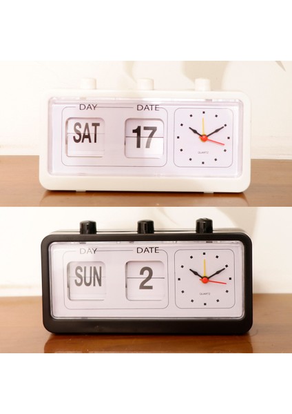 Beyaz Retro Flip Çalar Saat Masa Üstü Takvim Ekranlı Saat Ev Odası Dekoru Çocuklar Çocuklar Hediyeler (Yurt Dışından)