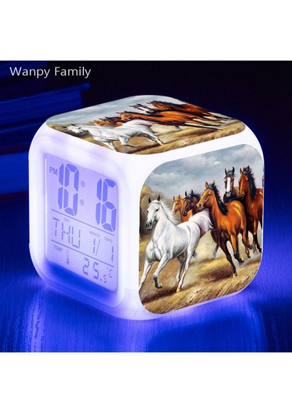 Altın Hayvan Atlar Çalar Saat 7 Renk Parlayan LED Çok Fonksiyonlu Dijital Masa Saati Çocuk Odası Uyandırma Zamanlayıcı Çalar Saat (Yurt Dışından) fiyatları