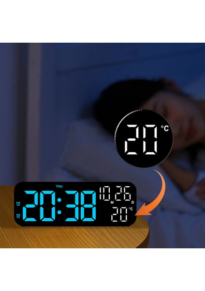 Siyah Kabuk Mavi LED Saat Dijital Duvar Saati Parlaklık Ayarı Sıcaklık Geri Sayım Fonksiyonu Ofis Yatak Odası Için Ses Kontrolü Duvar Saatleri (Yurt Dışından) indirimleri