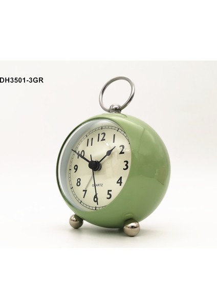 Green3 Retro Çalar Saat Sessiz Işaretçi Saatler Çift Çan Gece Lambası Yatak Odası Dekoru Ev Dekor Vintage Antika Taşınabilir Çalar Saat (Yurt Dışından)