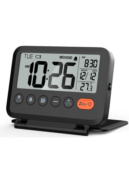 Arka Aydınlatmalı Mini LCD Dijital Çalar Saat Takvim Seyahat Çalar Saat Ev Ofis Taşınabilir Masaüstü Termometre Saat (Yurt Dışından)