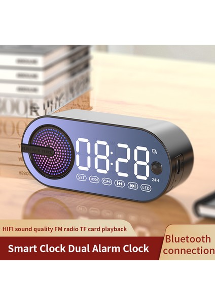 Siyah USB Şarjlı Radyo Çalar Saat Rgb Taşınabilir Bluetooth Hoparlör Fm Büyük Ekran Sessiz Ayna Dijital Yatak Odası Odası Ofis Güverte (Yurt Dışından) modelleri